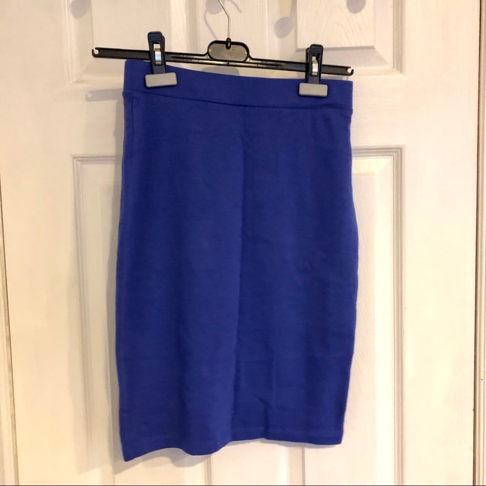 🔥5/$35🔥 Forever 21 Blue Stretchy Cotton-Blend Bandage Skirt | S​